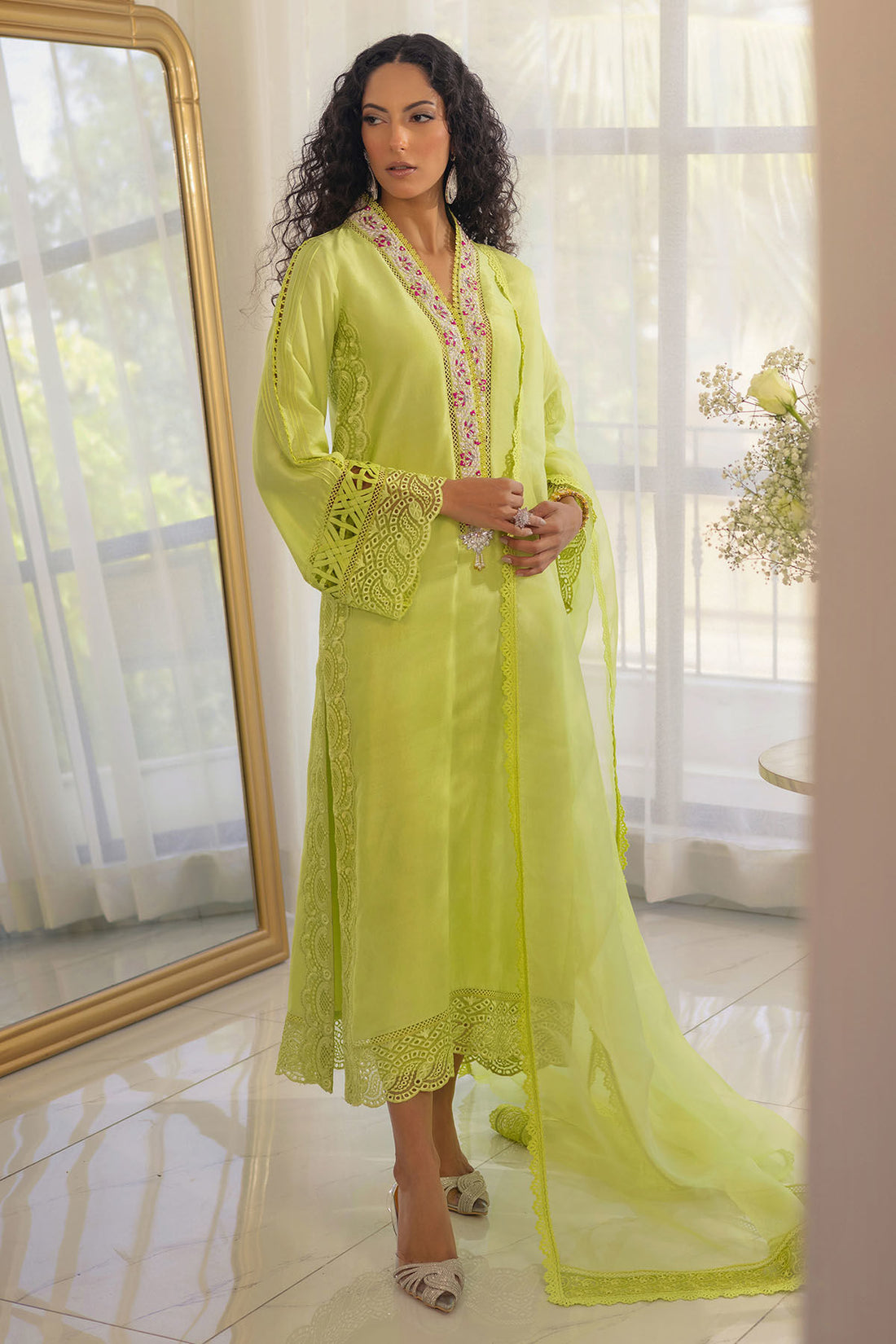 Annus Abrar | Designer Picks 24 | RAYLA KIWI GREEN - SHIRT AND PANTS