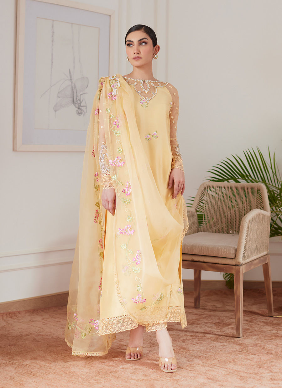 Farah Talib Aziz | Luna Eid Collection 24 | CYRILLA PALE YELLOW - Pakistani Clothes for women, in United Kingdom and United States