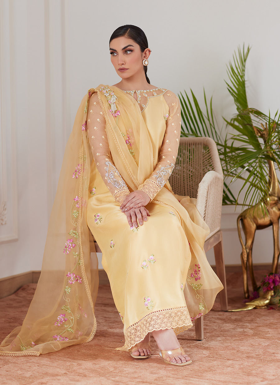 Farah Talib Aziz | Luna Eid Collection 24 | CYRILLA PALE YELLOW - Pakistani Clothes for women, in United Kingdom and United States