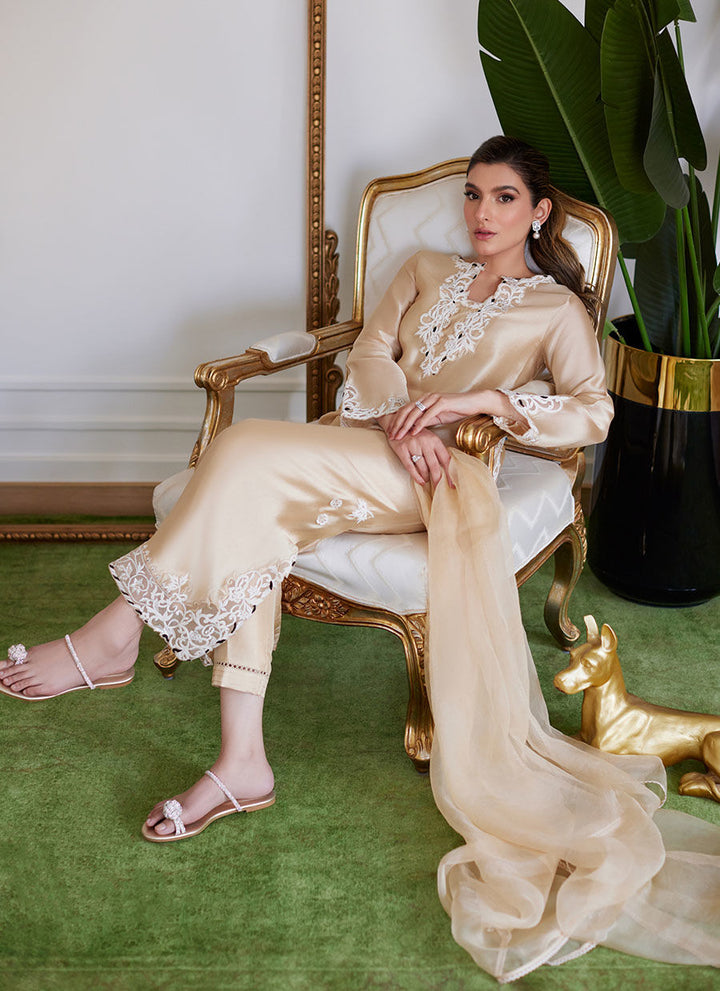 Farah Talib Aziz | Luna Eid Collection 24 | MELVINA CHAMPAGNE BEIGE - Pakistani Clothes for women, in United Kingdom and United States