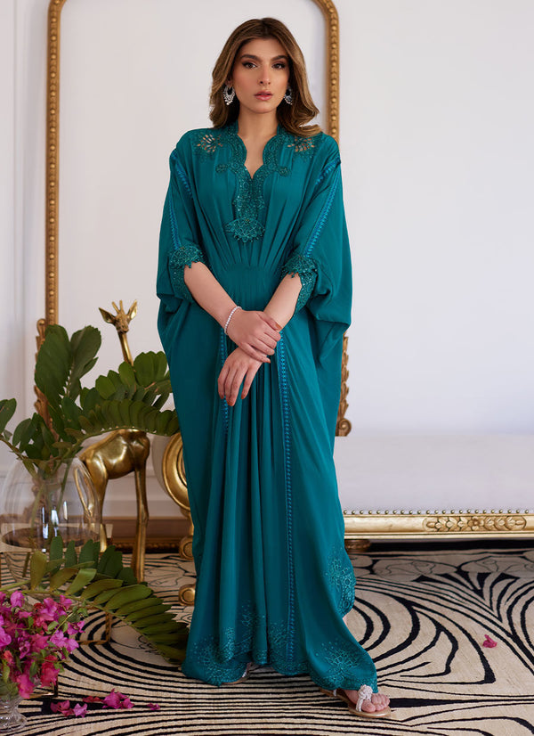 Farah Talib Aziz | Luna Eid Collection 24 | EMMELINE EMERALD CREPE - Hoorain Designer Wear - Pakistani Ladies Branded Stitched Clothes in United Kingdom, United states, CA and Australia