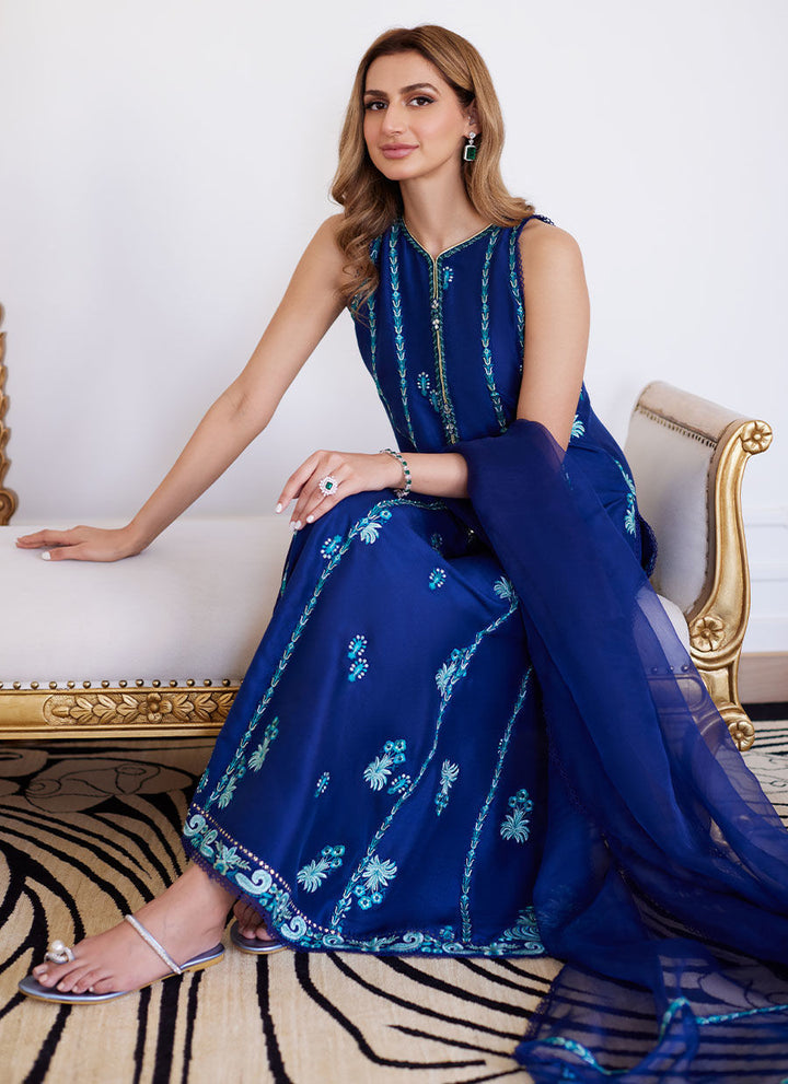 Farah Talib Aziz | Luna Eid Collection 24 | ELSYEE ROYAL BLUE - Hoorain Designer Wear - Pakistani Ladies Branded Stitched Clothes in United Kingdom, United states, CA and Australia