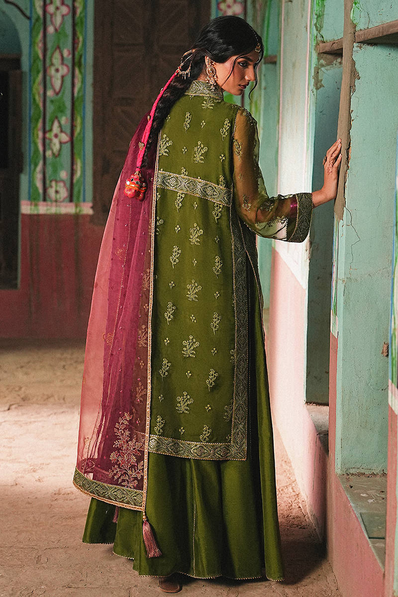 olive green dress pakistani Olive Green Hand Embellished Bridal Dress | Pakistani Formal Wedding Outfit | Indian Wedding suits | Eid Outfit
