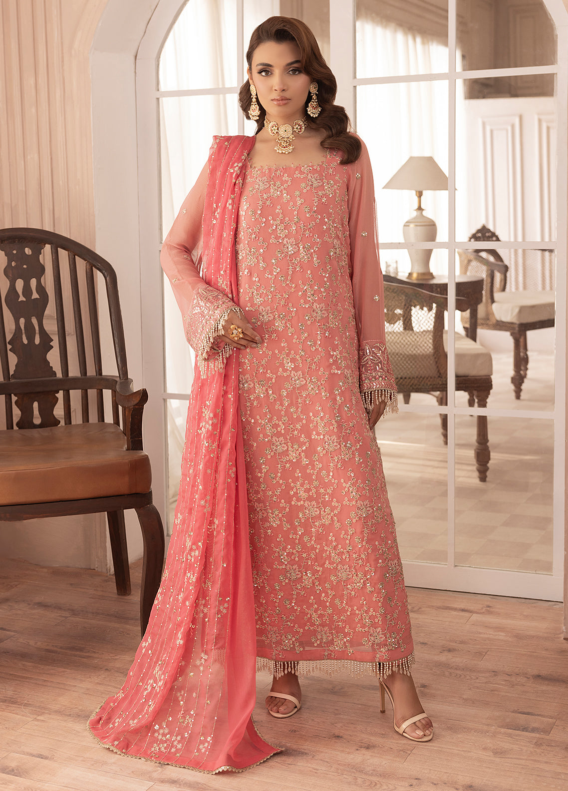 Sahane | Elyssa Festive Chiffon | CT-19003 Rosa - ELYSSA