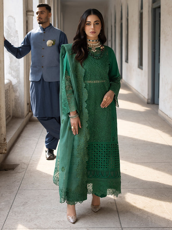 Mahnur | Mahrukh Luxury Lawn 24 | EMERALD - Hoorain Designer Wear - Pakistani Ladies Branded Stitched Clothes in United Kingdom, United states, CA and Australia