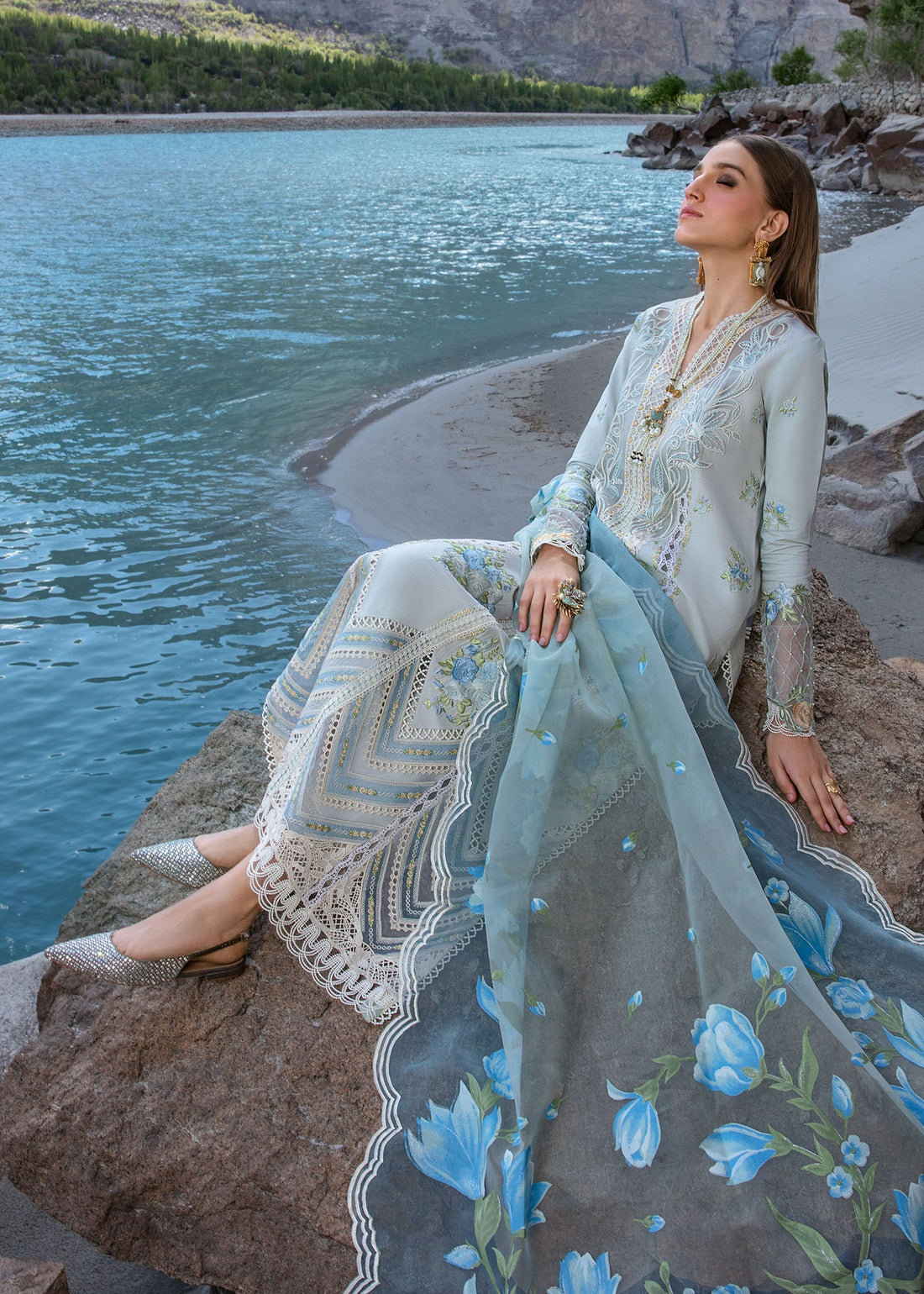 Crimson | Lawn 2024 | Forget Me Not - Ice Blue - Pakistani Clothes for women, in United Kingdom and United States