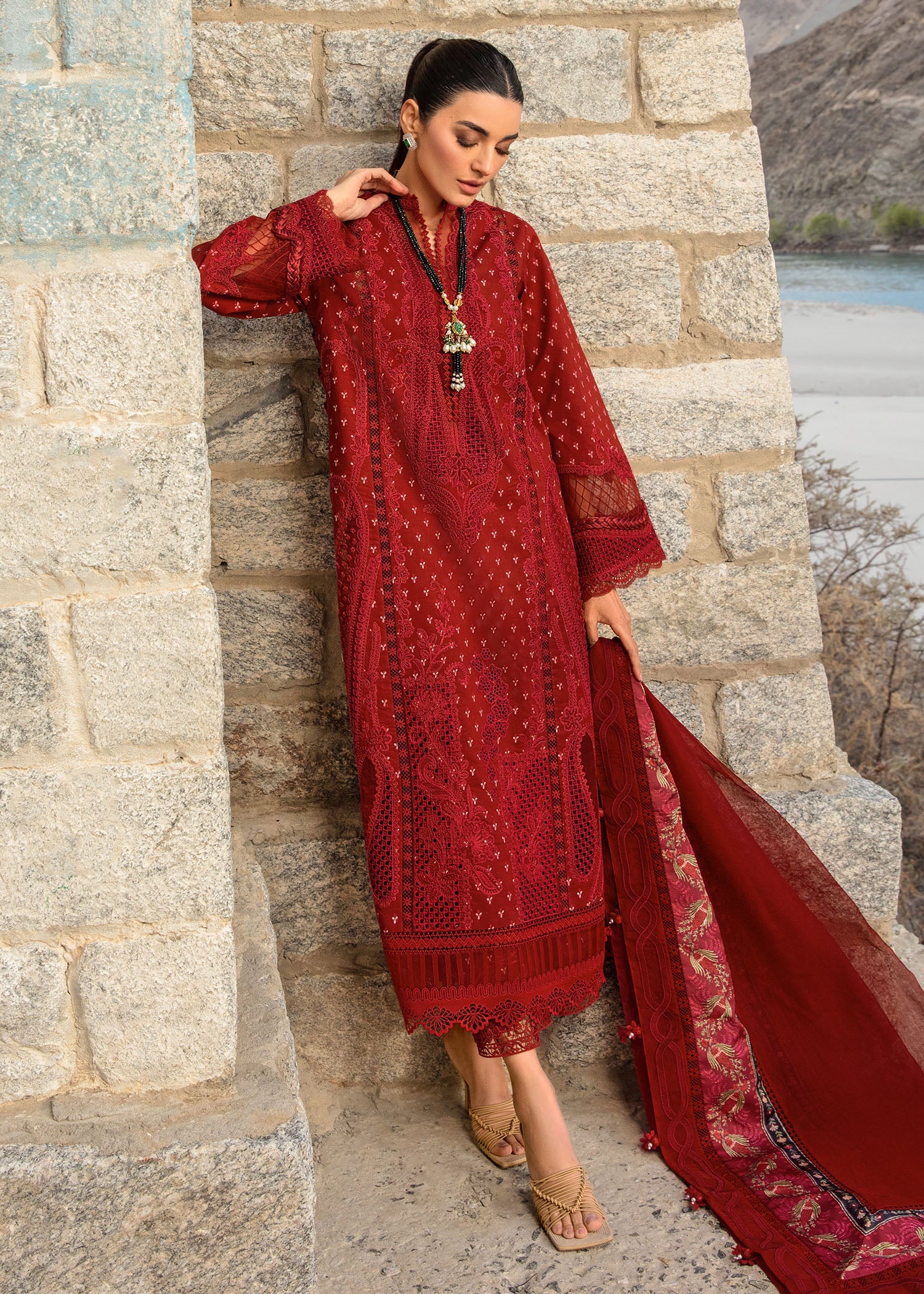 Crimson | Lawn 2024 | Dancing Paisleys - Ruby - Pakistani Clothes for women, in United Kingdom and United States