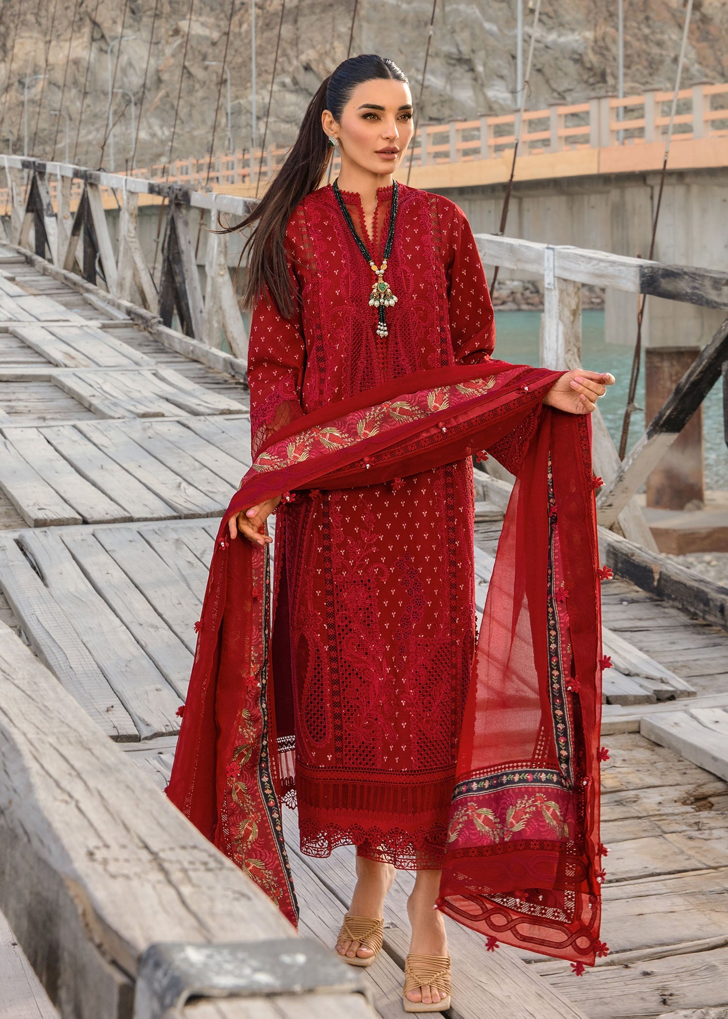 Crimson | Lawn 2024 | Dancing Paisleys - Ruby - Pakistani Clothes for women, in United Kingdom and United States