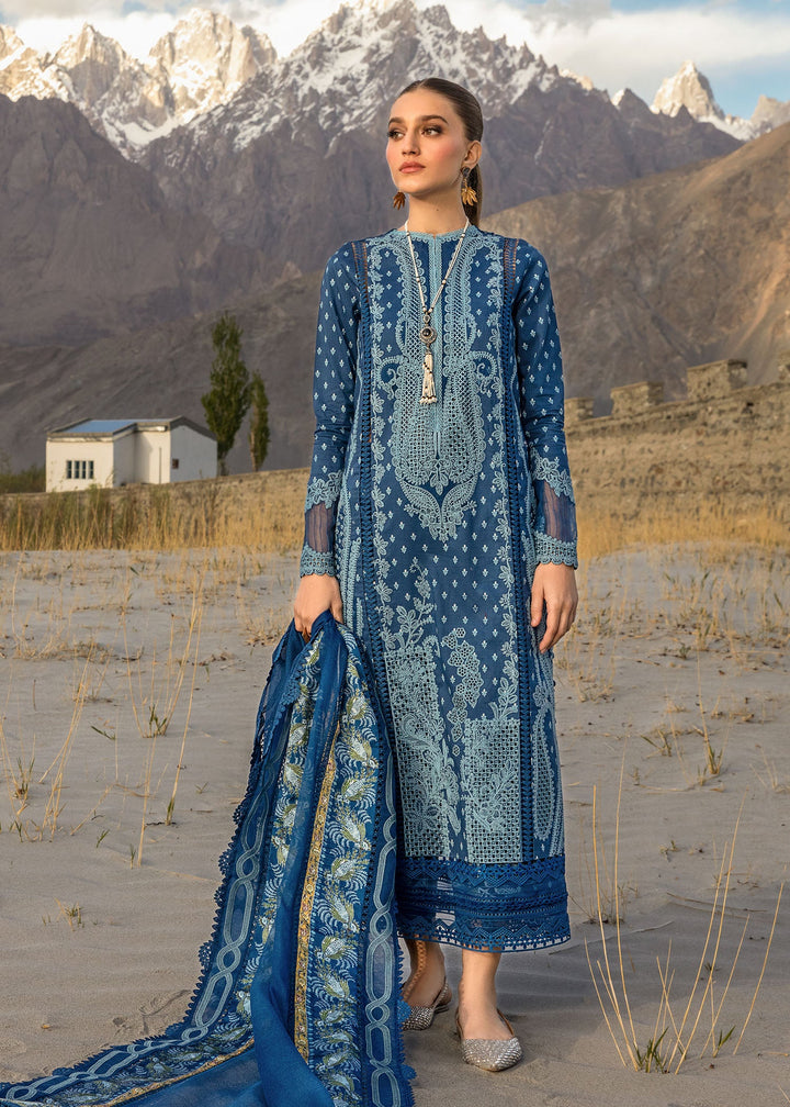 Crimson | Lawn 2024 | Dancing Paisleys - Cobalt - Pakistani Clothes for women, in United Kingdom and United States