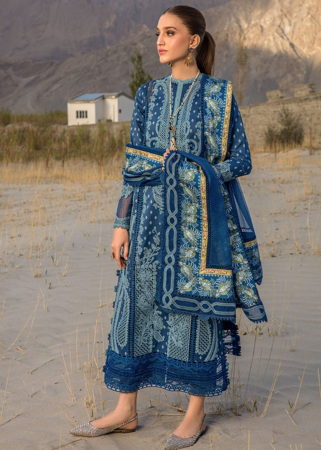 Crimson | Lawn 2024 | Dancing Paisleys - Cobalt - Pakistani Clothes for women, in United Kingdom and United States