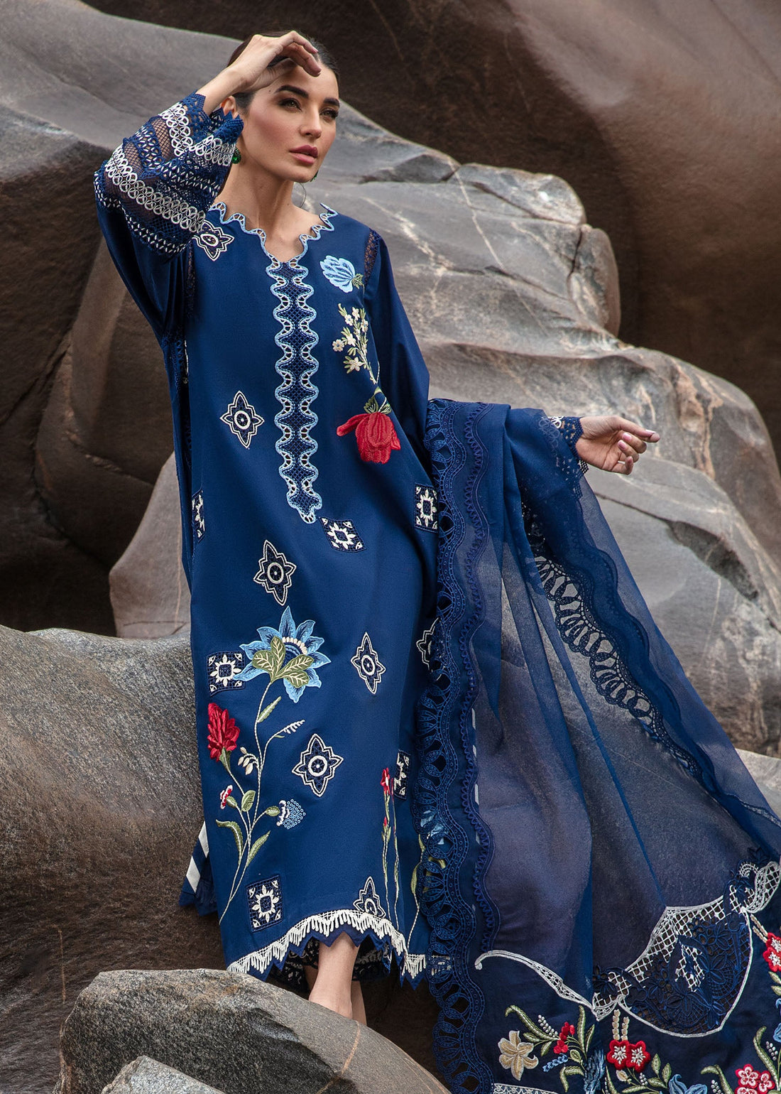 Crimson | Lawn 2024 | Into The Wild - Midnight Blue - Pakistani Clothes for women, in United Kingdom and United States