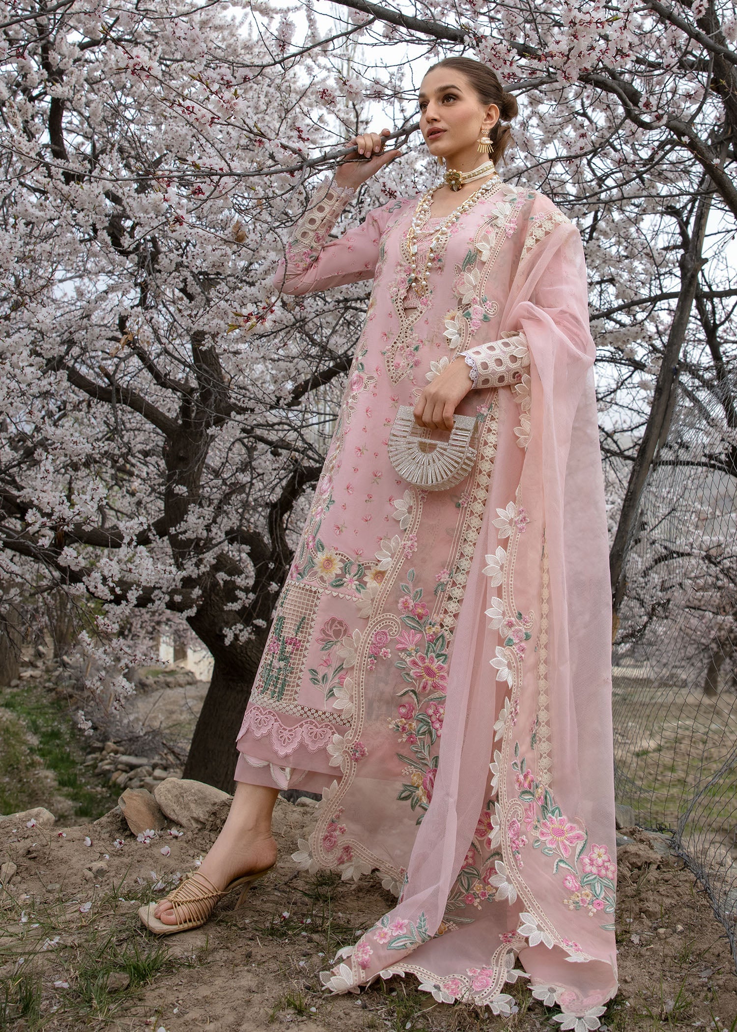 Crimson | Lawn 2024 | Believe In Her - Blush Pink - Pakistani Clothes for women, in United Kingdom and United States