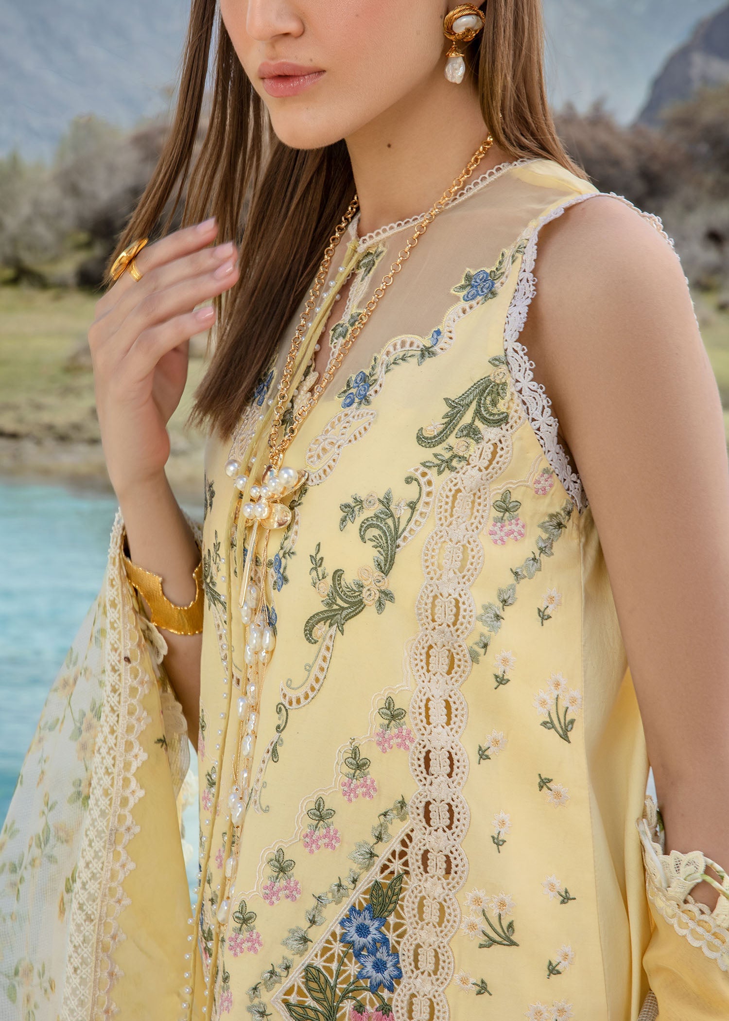 Crimson | Lawn 2024 | A French Brunch - Sunflower Yellow - Pakistani Clothes for women, in United Kingdom and United States