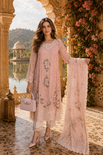 Saadia Asad | Nooriyah Luxury Chiffon | D2 - Satin Rose