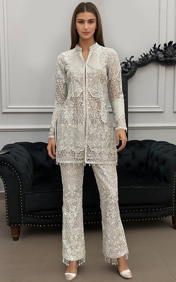 Threads and Motifs | Formal Dresses 25 | Organza Embroidered Jacket with Trouser