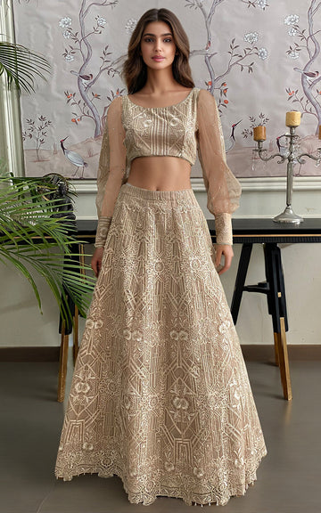 Threads and Motifs | Formal Dresses 25 | Organza Embroidered Blouse And Embroidered Lehenga