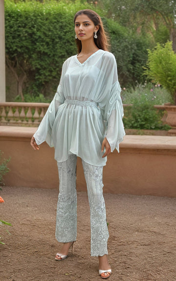 Threads and Motifs | Formal Dresses 25 | Chiffon Top with Organza Embroidered Trouser