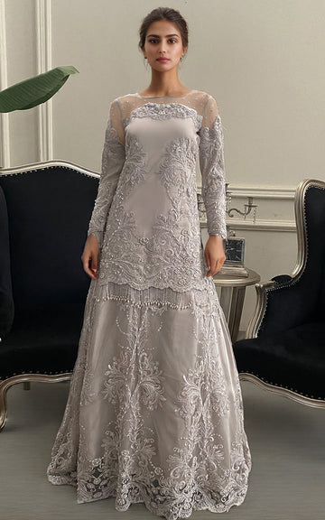 Threads and Motifs | Formal Dresses 25 | Net Embroidered Shirt With Lehenga