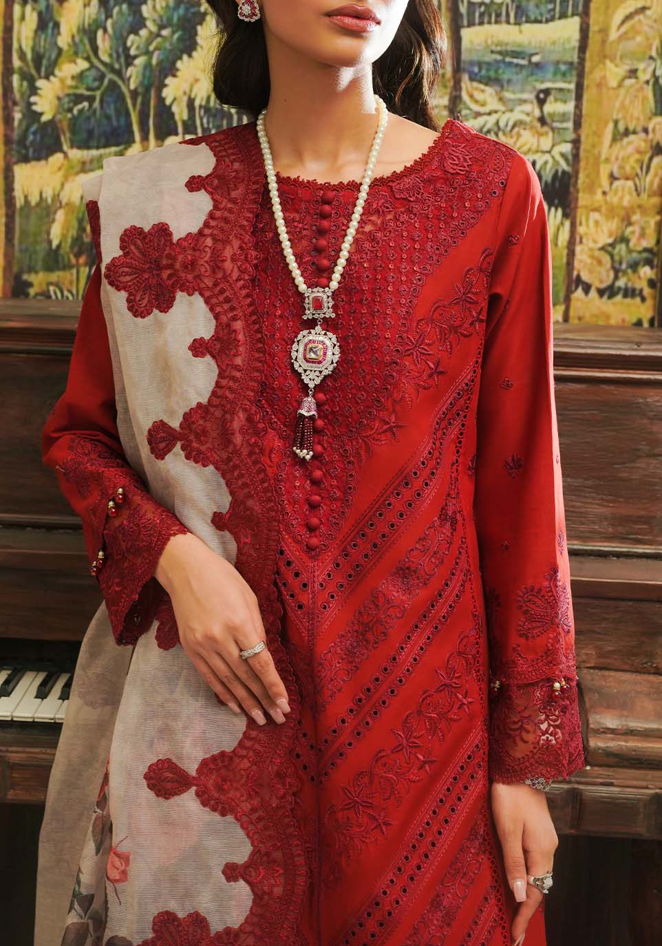 Zarqash | Tresor Luxury Lawn 24 | ZQT 007 ROSALINE - Pakistani Clothes for women, in United Kingdom and United States