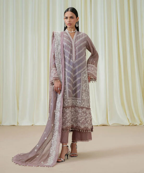 Sapphire | Fall Winter 25 | 3 Piece - Embroidered Muslin Suit 03FELX25V89B