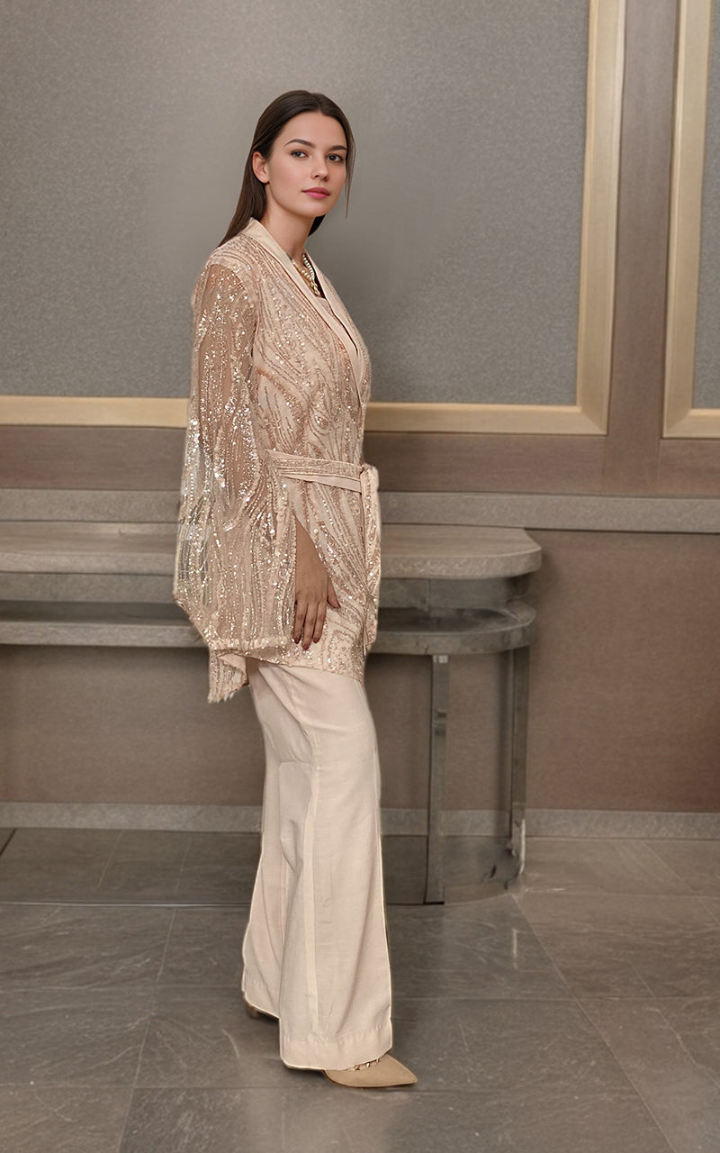 Threads and Motifs | Formal Dresses 25 | Net Embroidered Jacket With Trouser