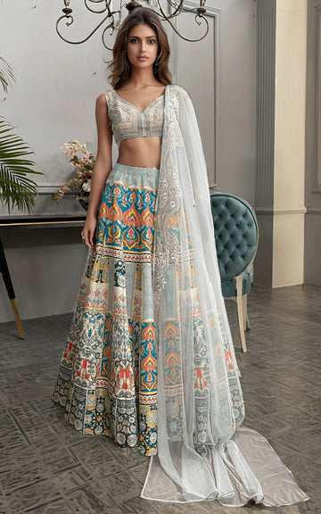 Threads and Motifs | Formal Dresses 25 | Embroidered Blouse With Printed Lehenga And Dupatta