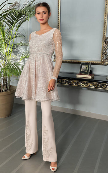Threads and Motifs | Formal Dresses 25 | Net Embroidered Peplum With Trouser