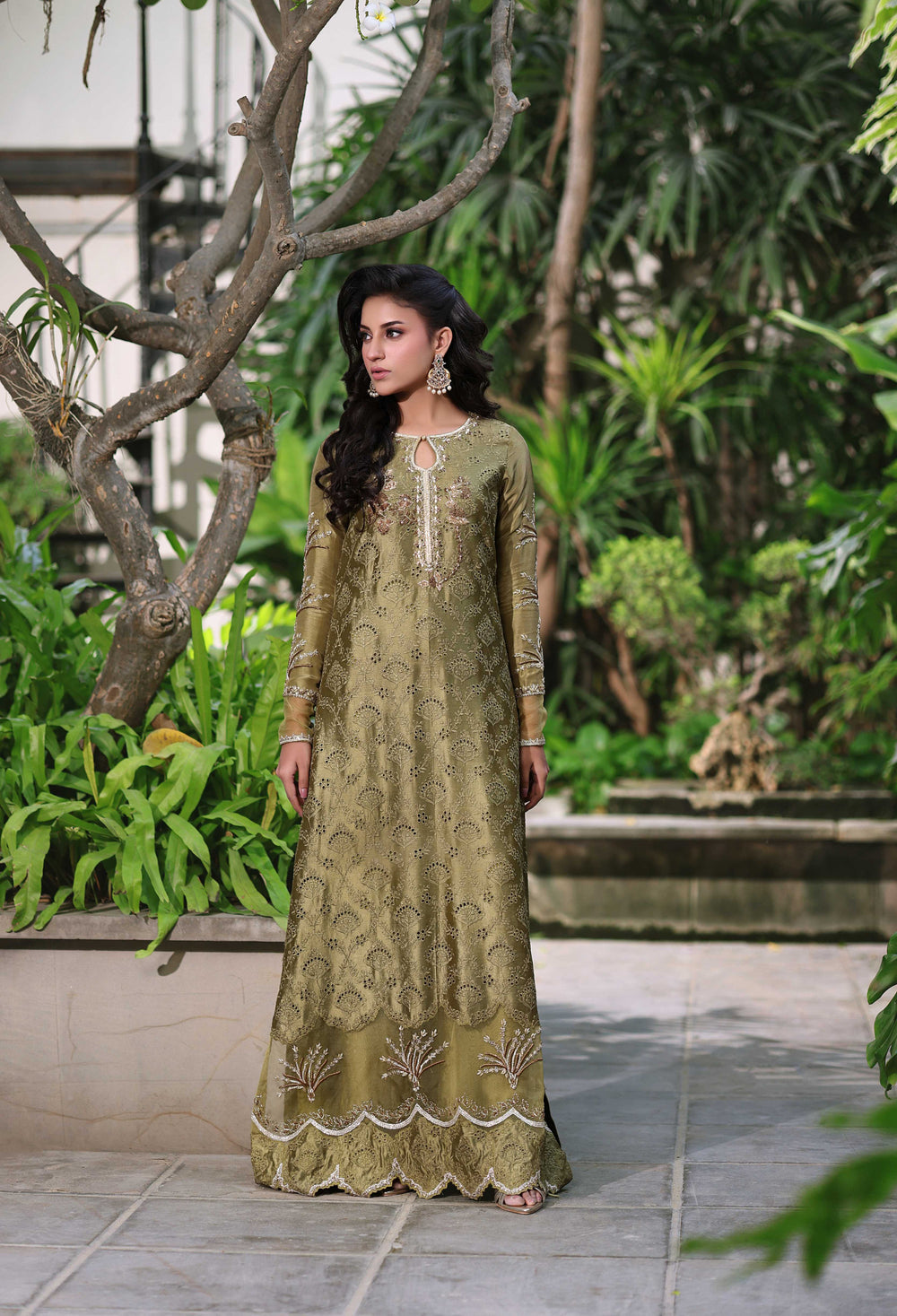 Formals - Pakistani Formal Dresses and Clothes - United Kingdom  Tagged "Olive  Green"  Hoorain Designer Wear