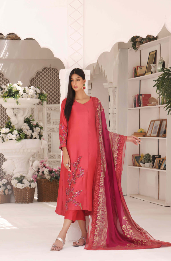 Wahajmkhan | Sitara Formals | CARROT PINK AND MAGENTA OUTFIT - Pakistani Clothes for women, in United Kingdom and United States