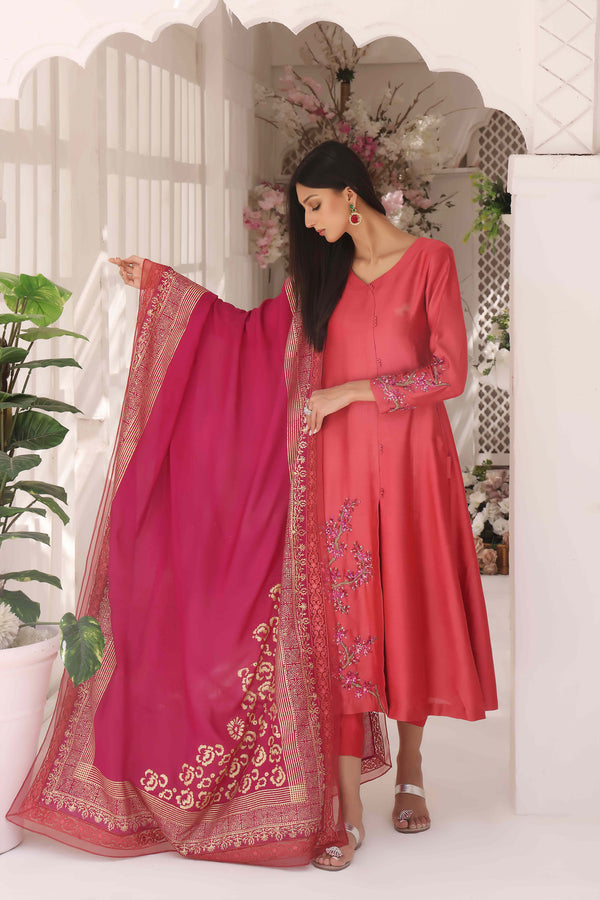 Wahajmkhan | Sitara Formals | CARROT PINK AND MAGENTA OUTFIT - Pakistani Clothes for women, in United Kingdom and United States