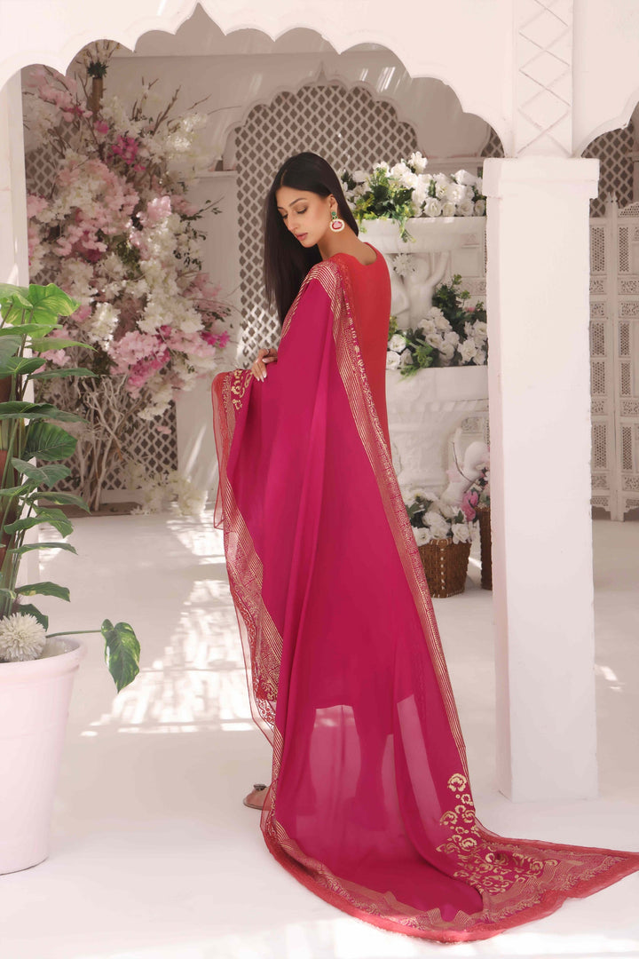 Wahajmkhan | Sitara Formals | CARROT PINK AND MAGENTA OUTFIT - Pakistani Clothes for women, in United Kingdom and United States