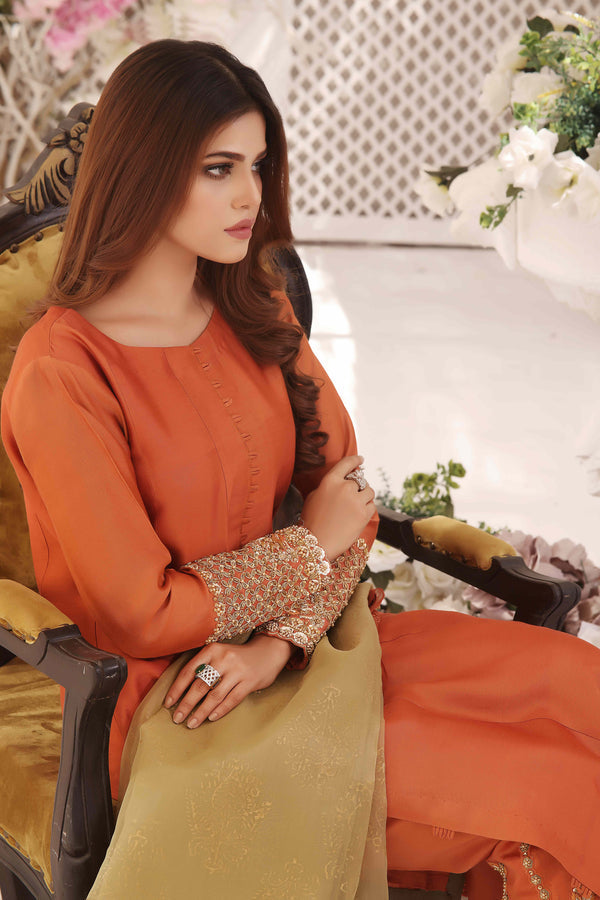 Wahajmkhan | Sitara Formals | RUST & DHANI OUTFIT - Pakistani Clothes for women, in United Kingdom and United States