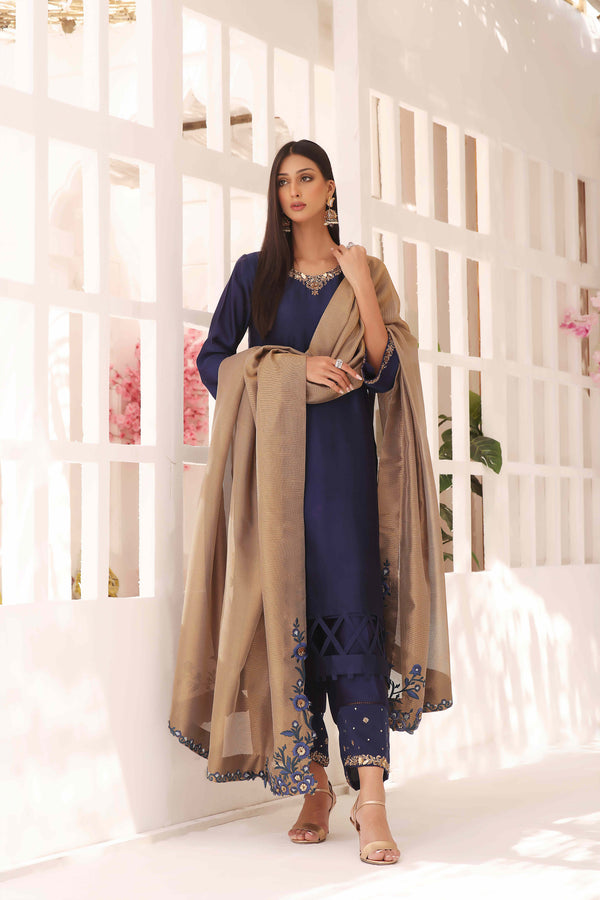 Wahajmkhan | Sitara Formals | NAVY & GOLD OUTFIT - Pakistani Clothes for women, in United Kingdom and United States