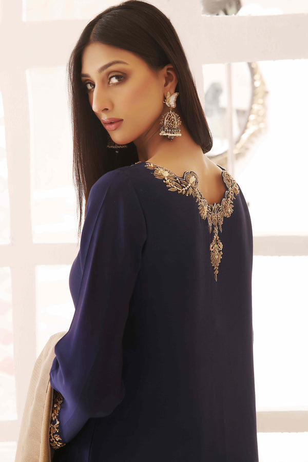Wahajmkhan | Sitara Formals | NAVY & GOLD OUTFIT - Pakistani Clothes for women, in United Kingdom and United States