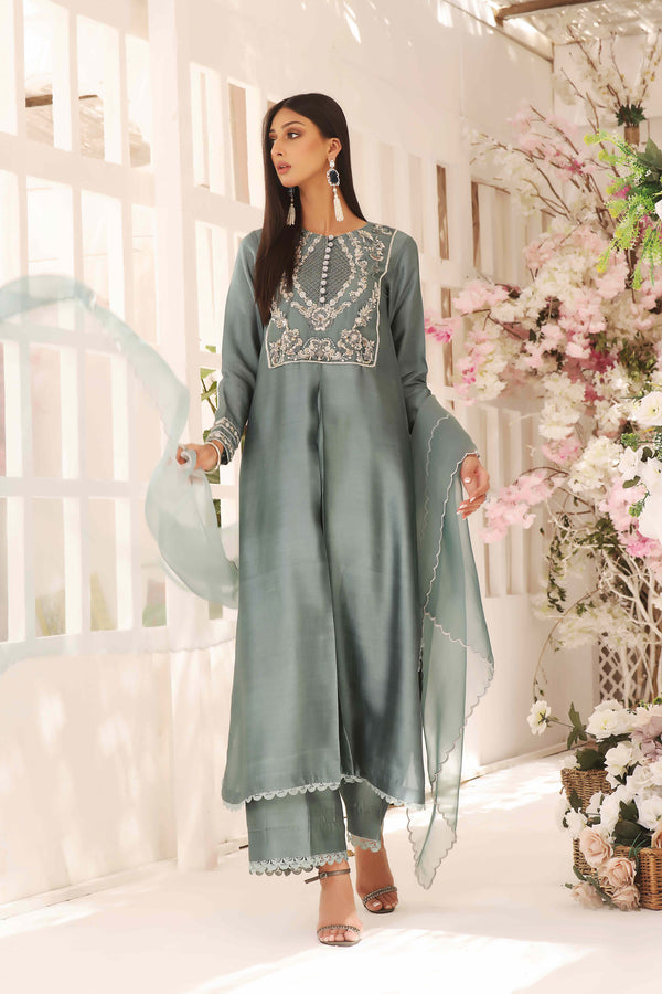 Wahajmkhan | Sitara Formals | SCHOOL GREY KAFTAN OUTFIT - Pakistani Clothes for women, in United Kingdom and United States