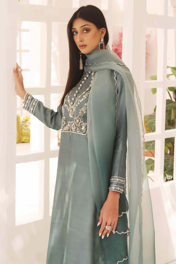 Wahajmkhan | Sitara Formals | SCHOOL GREY KAFTAN OUTFIT - Pakistani Clothes for women, in United Kingdom and United States