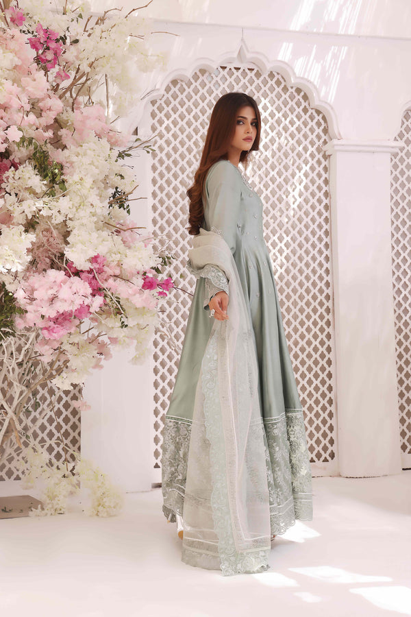 Wahajmkhan | Sitara Formals | MINT SILK ANARKALI OUTFIT - Pakistani Clothes for women, in United Kingdom and United States