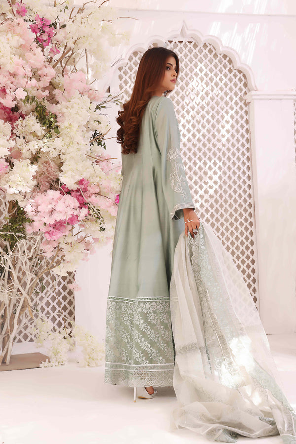 Wahajmkhan | Sitara Formals | MINT SILK ANARKALI OUTFIT - Pakistani Clothes for women, in United Kingdom and United States