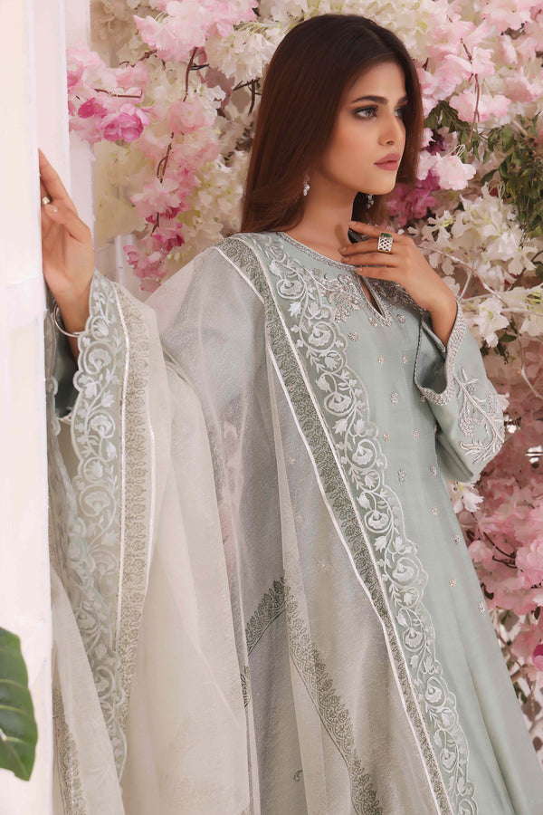 Wahajmkhan | Sitara Formals | MINT SILK ANARKALI OUTFIT - Pakistani Clothes for women, in United Kingdom and United States