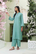 Wahajmkhan | Sitara Formals | SEA GREEN RAWSILK OUTFIT - Pakistani Clothes for women, in United Kingdom and United States