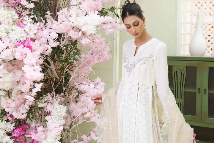 Wahajmkhan | Sitara Formals | WHITE BODICE OUTFIT - Pakistani Clothes for women, in United Kingdom and United States