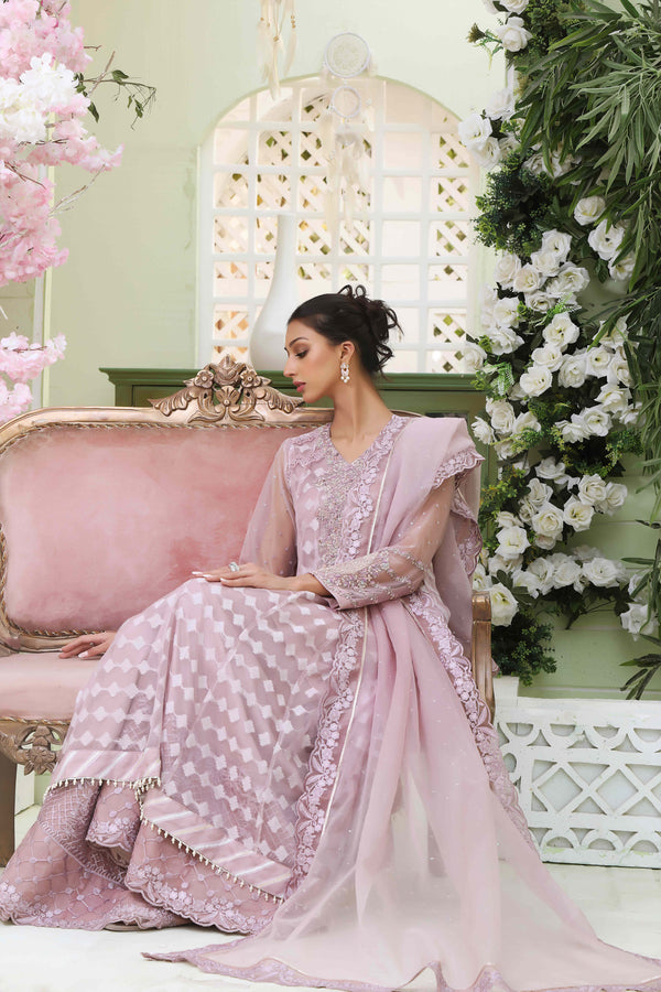 Wahajmkhan | Sitara Formals | LAVENDER HIGH LOW OUTFIT - Pakistani Clothes for women, in United Kingdom and United States