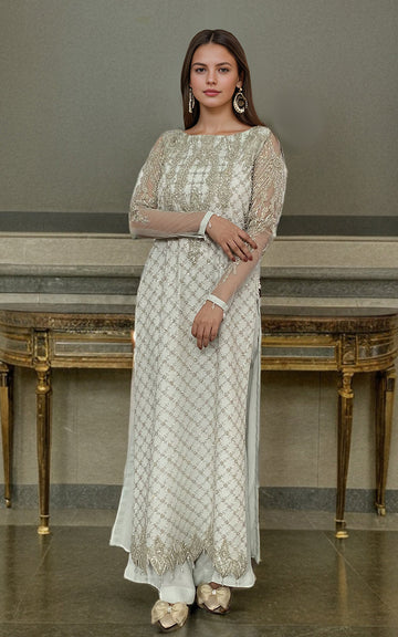 Threads and Motifs | Formal Dresses 25 | Net Embroidered Shirt With Trouser