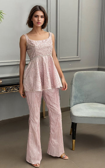 Threads and Motifs | Formal Dresses 25 | Net Embroidered Peplum With Embroidered Trouser
