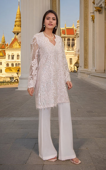 Threads and Motifs | Formal Dresses 25 | Net Cut Dana Shirt With Trouser