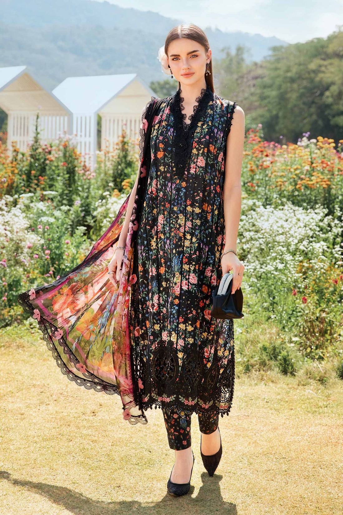 maria b black dresses Maria B | Mbroidered Fabrics 2024 | BD-2802