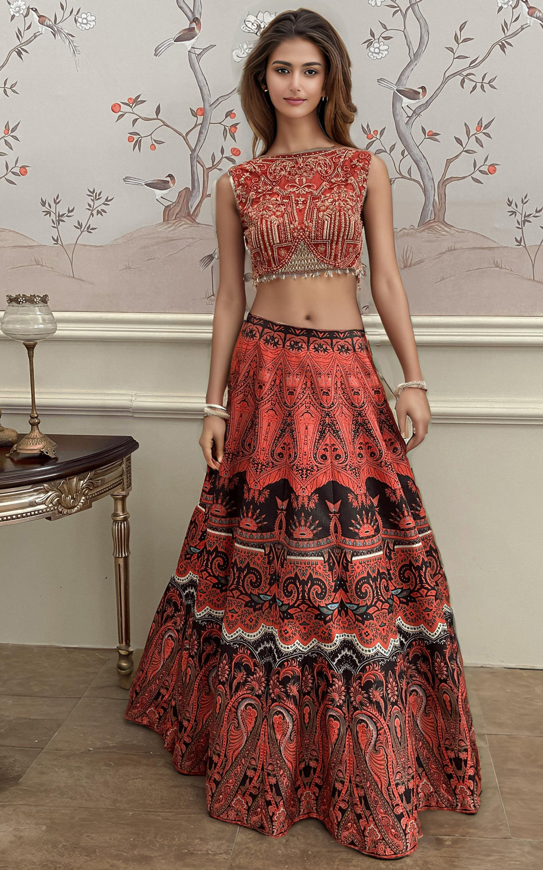 Threads and Motifs | Formal Dresses 25 | Embroidered Blouse With Printed Lehenga And Dupatta