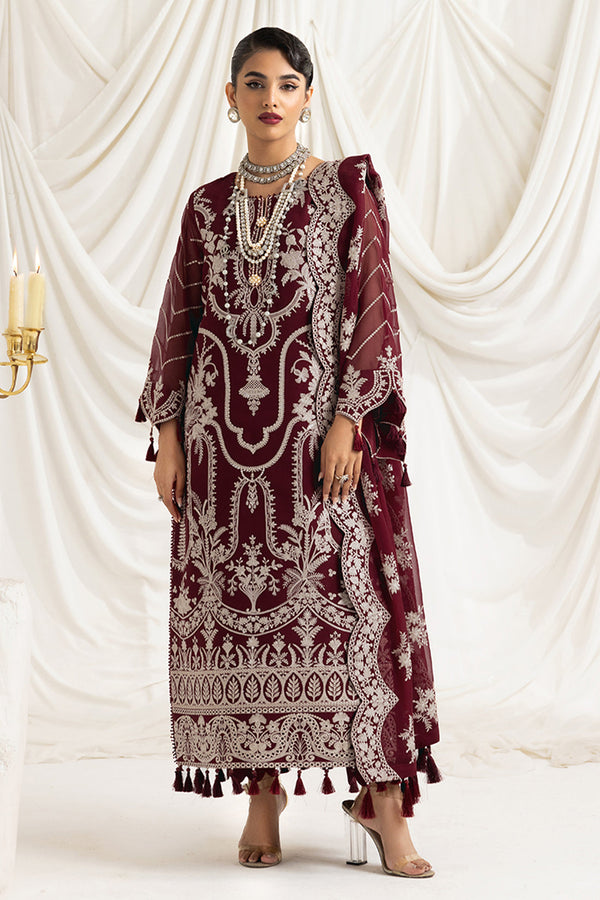 Alizeh | Formals Collection | Clara C (MAROON) - Hoorain Designer Wear - Pakistani Ladies Branded Stitched Clothes in United Kingdom, United states, CA and Australia