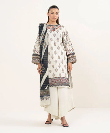 Sapphire | Fall Winter 25 |  3 Piece - Embroidered Cotton Suit 0PESG25V538B