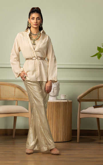 Threads and Motifs | Formal Dresses 25 | EMBROIDERED TOP WITH TUBE AND SEQUINS TROUSER